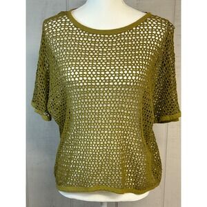 Vintage Incognito Open Knit Mesh Top L Cotton Beachy Grunge Boho Festival Y2k